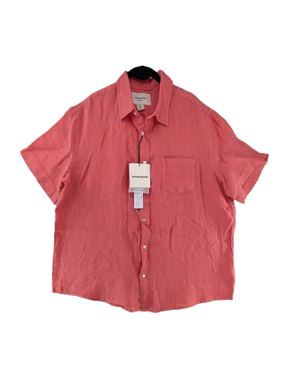 Thom Aaron Linen Short Sleeve Button Shirt Mens Sz XL Watermelon Red Pink NWT